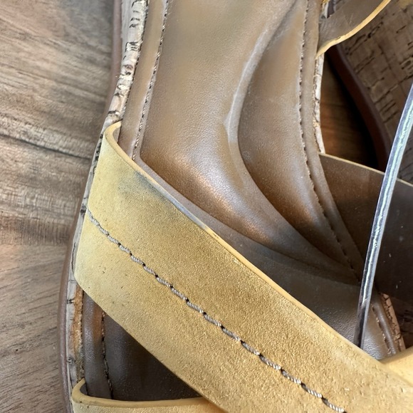 New NWOB Womens Naturalizer Rikki Yellow Suede Platform Cork Sandals‎ Size 10 M - Picture 9 of 10